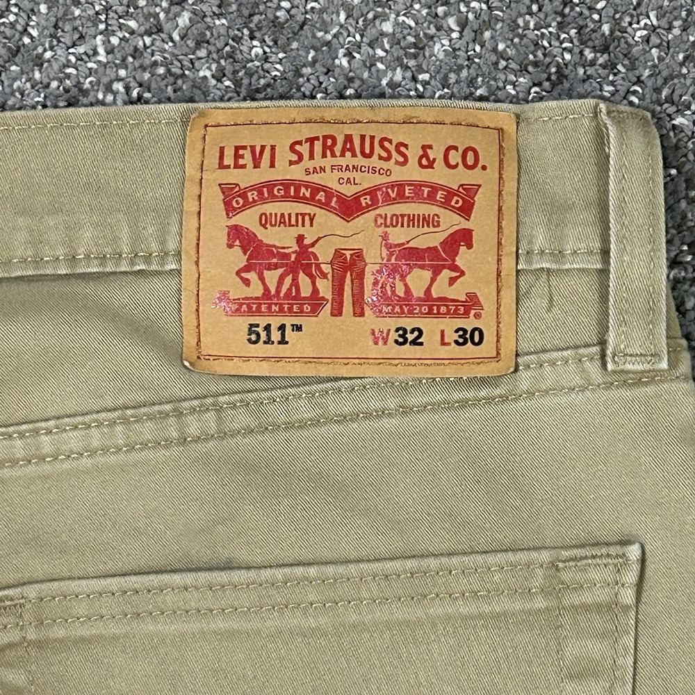 Levi's 511 Slim Fit Pants Men's 32x30 5-Pocket Khaki Tan Stretch $70 - Picture 2 of 10